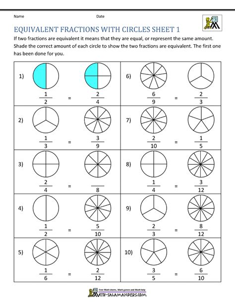 Free Printable Equivalent Fraction Worksheets 3rd Grade Printable Blog