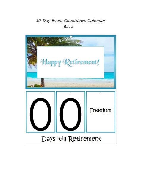 Retirement Calendar Countdown Printable Calendar Templates