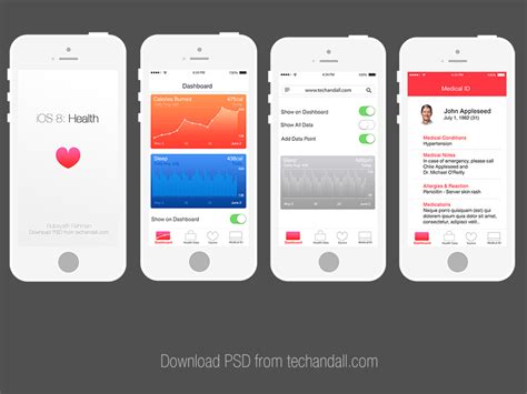 Iphone users can download cure.fit for various workout classes. Apple iOS 8: Health App Mockup | Health app, Health app ...
