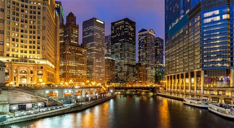 Chicago Skylines Along Chicago River Stock Image Colourbox