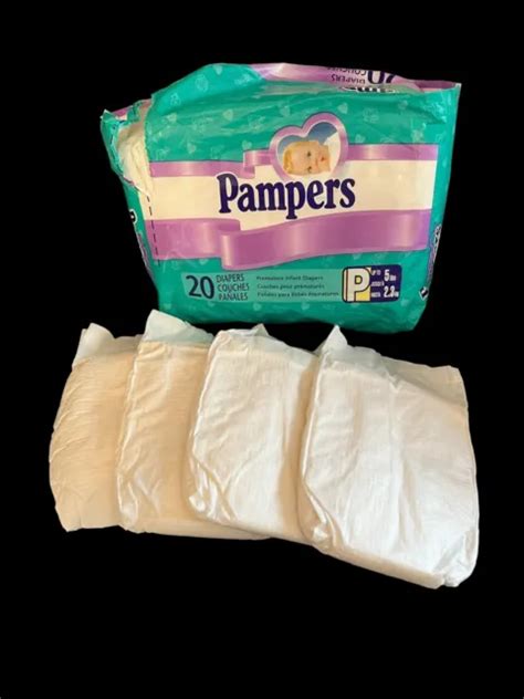 4 Vintage Pampers Baby Diapers Plastic Backed Preemie Fit Reborn Doll