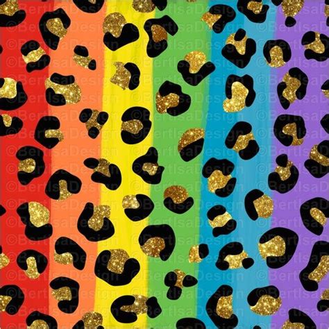 Rainbow Leopard Print Digital Paper Hand Painted Etsy In 2020