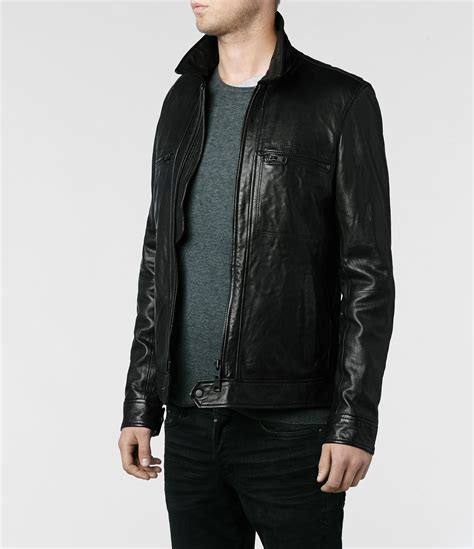 Allsaints Mower Leather Bomber Jacket In Black For Men Save 20 Lyst