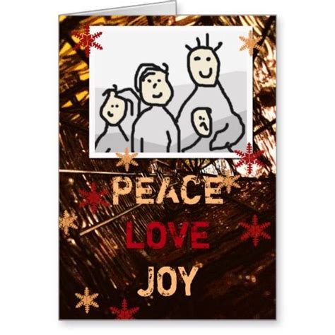 Christmas Joy Love Peace Seasonal Greeting Card With Photo Photo