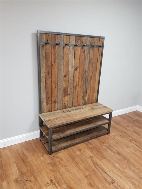 Price and other details may vary based on size and color. 48 Reclaimed hall tree/coat rack/shoe bench | Etsy in 2020 ...