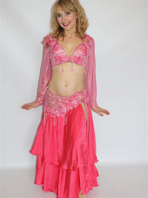 Bellydance Costume Pink Rose Long Sleeved Farida Dance