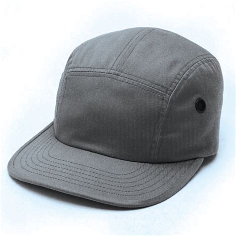 5 Panel Grey Gray Jockey Skate Flat Bill Vented Adjustable Baseball Hat Cap
