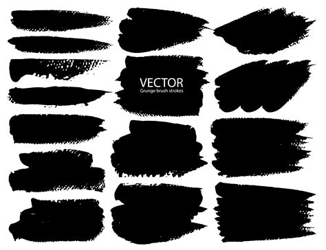 Set of brush strokes, Black ink grunge brush strokes. Vector