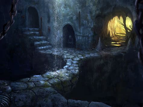 Wallpaper Art Picture Fantasy Cave Waterfall Darkness 2880x1800 Hd Picture Image