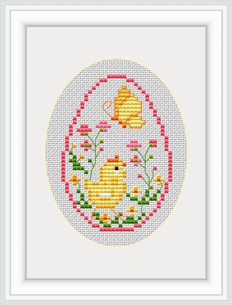 Easter egg cross stitch pattern, easter card, rose butterfly cross stitch, easter embroidery chart, counted cross stitch. Easter egg Cross stitch pattern CrossStitchingForFun ...