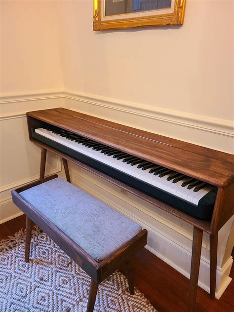 Mid Century Modern Pianokeyboard Bench Etsy
