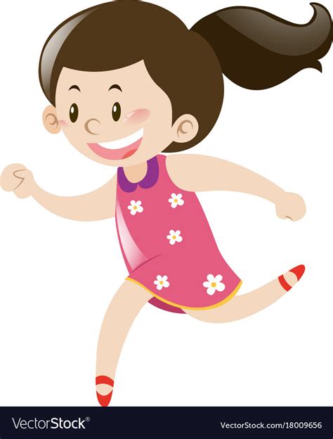 Little Girl In Pink Dress Running Royalty Free Vector Image