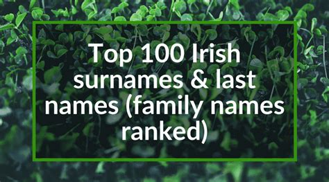 Top 100 Irish Surnames And Last Names Ranked