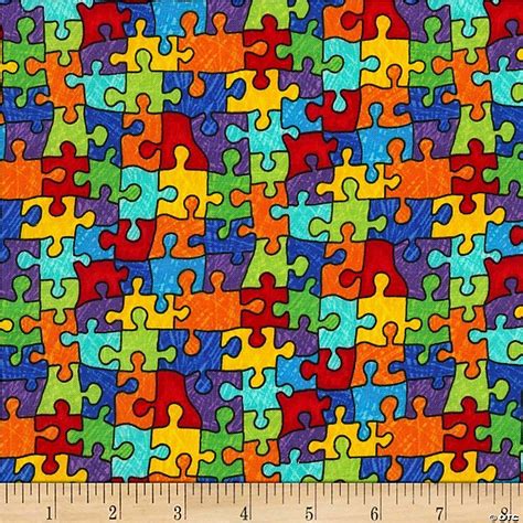 Autism Awareness Puzzle Pieces Rainbow Puzzle Cotton By Timeless Treasures Oriental Trading
