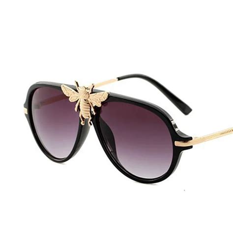 Fashion Oversized Men Oval Sunglasses Bee Decoraction Retro Brand Design Eyeglasses Uv400 In