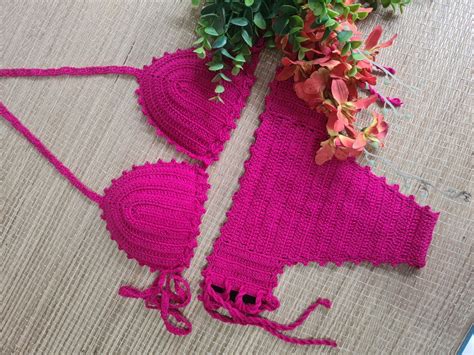 Biquíni de Crochê Pink Biquini Cos Largo Elo7
