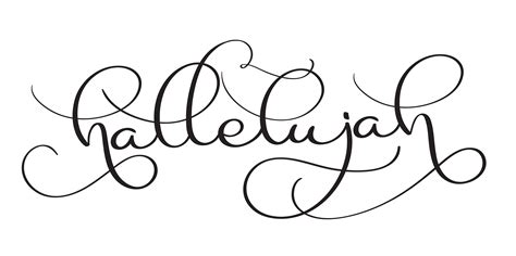 Hallelujah Text On White Background Hand Drawn Vintage Calligraphy