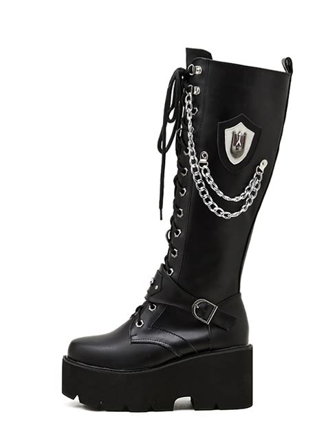 Wholesale Punk Style Chain Decor Mid Calf Boots UCM111710BA