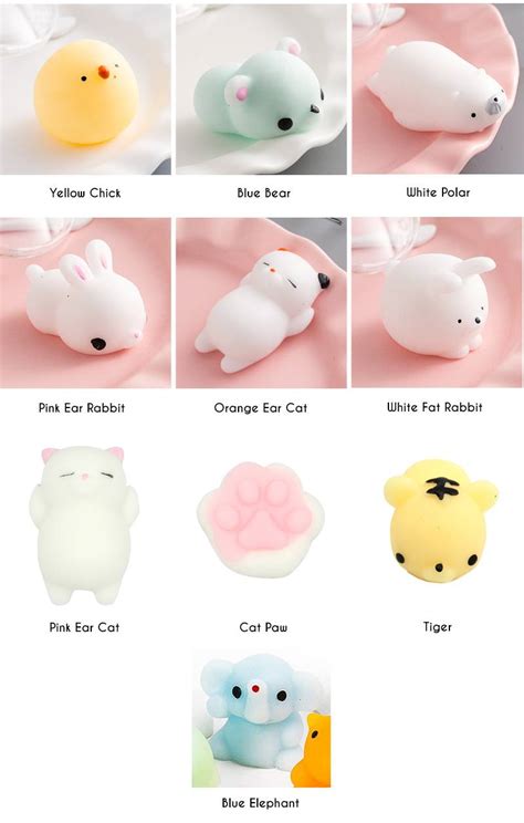 Biziborong Fidget Cute Cartoon Animal Squishy Squish Mochi Soft Toy For