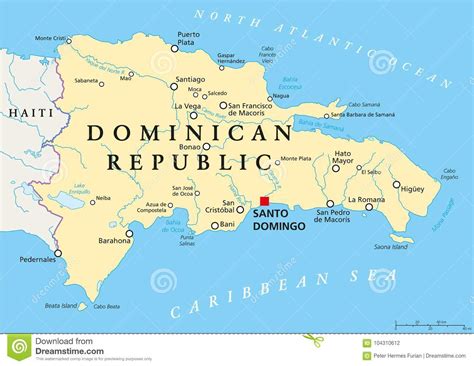 Mapa Político De La República Dominicana Ilustración Del Vector