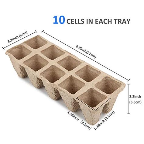 Growneer 12 Packs Peat Pots Seed Starter Trays 120 Cells Biodegradable