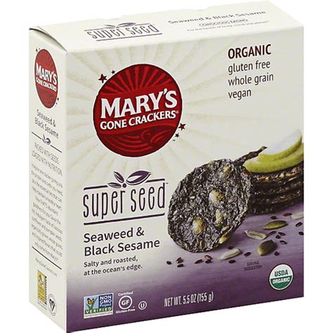 Marys Gone Crackers Super Seed Crackers Organic Seaweed And Black Sesame Snacks Chips And Dips