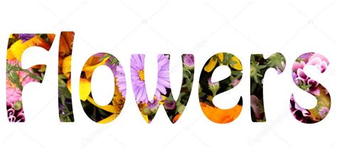 Since there are countless reasons for sending flowers, we have a vast range of flower arrangements on offer so every time you get the ideal bunch of flowers you're looking for. Word flowers making with bright flowers — Stock Photo ...