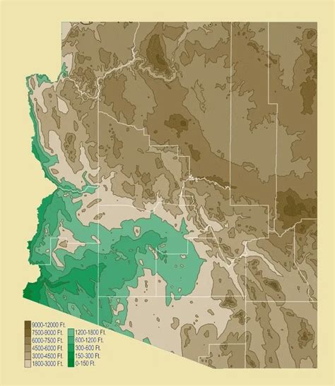 Arizona Physical Map Large Printable And Standard Map Whatsanswer