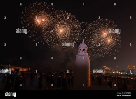 Qatar National Day Fireworks In Katara Cultural Village Stock Photo Alamy