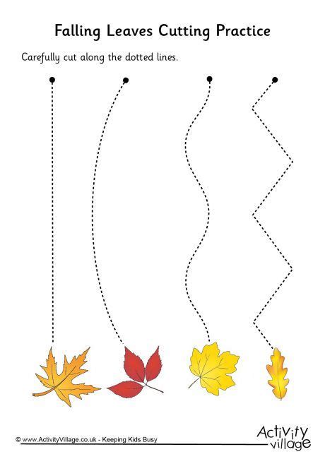 Falling Leaves Cutting Practice Pre K And Kindergarten Printables