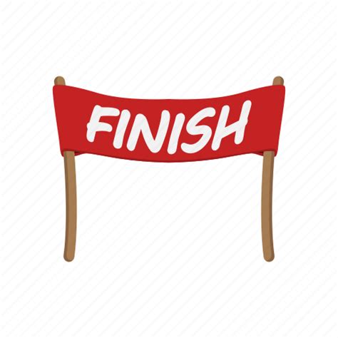 Cartoon Finish Finishing Flag Line Race Ribbon Icon
