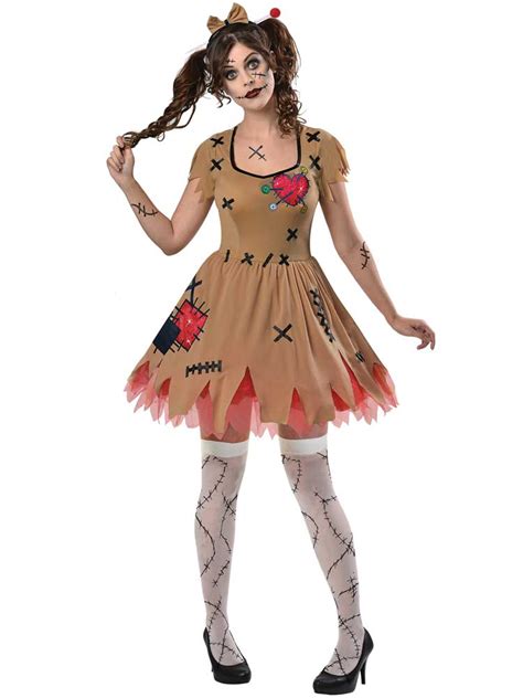 Adult Ladies Rag Voodoo Doll Costume Halloween Broken Zombie Fancy