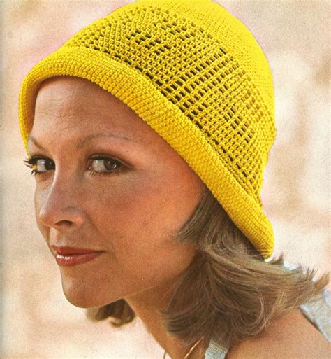 1970s Openwork Crochet Vintage Hat Pattern Pdf 7408 Womens Crochet