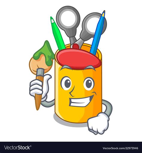 Artist Organizer Desktop Top View With Cartoon Vector Image