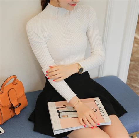2019 Autumn Women Lady Sweater High Elastic Solid Turtleneck Sweater Women Slim Sexy From Todays