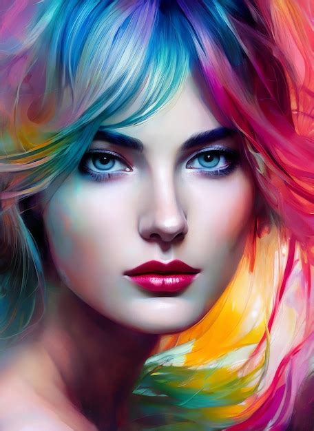 Premium Photo Portrait Painting Of A Beautiful Woman Abstract