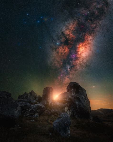 Some Rocks And Milky Way At Castle Hill New Zealand