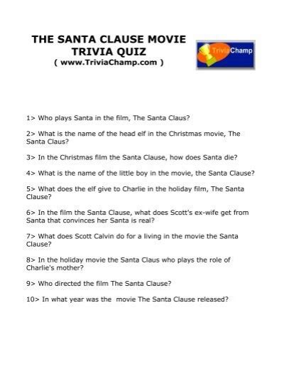 The Santa Clause Movie Trivia Quiz Trivia Champ