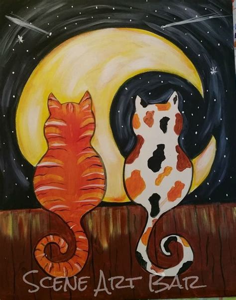 Step By Step Beginners Acrylic Painting For Children Two Cats On A