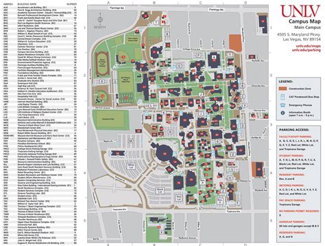 Campus Map Unlv Online Visitors Guide