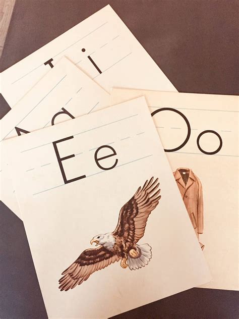 Vintage Alphabet Poster Card Alphabet Letter E E For Eagle Art Etsy
