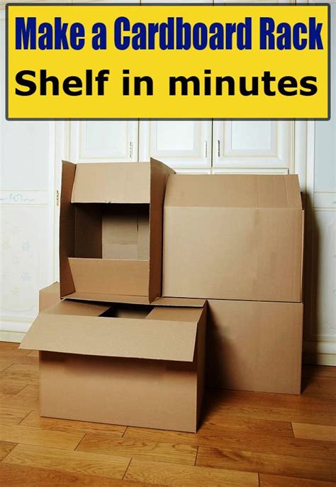 Make A Cardboard Rack Shelf In Minutes Cardboard Storage Cardboard