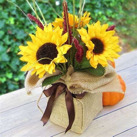 Diy wand sunflower room sunflower bathroom sunflower home decor sunflower gifts sunflower decorations sunflower design diy wall decorations sunflower nursery. 365 Designs: Sunflower Autumn Bouquet wrapped in burlap ...