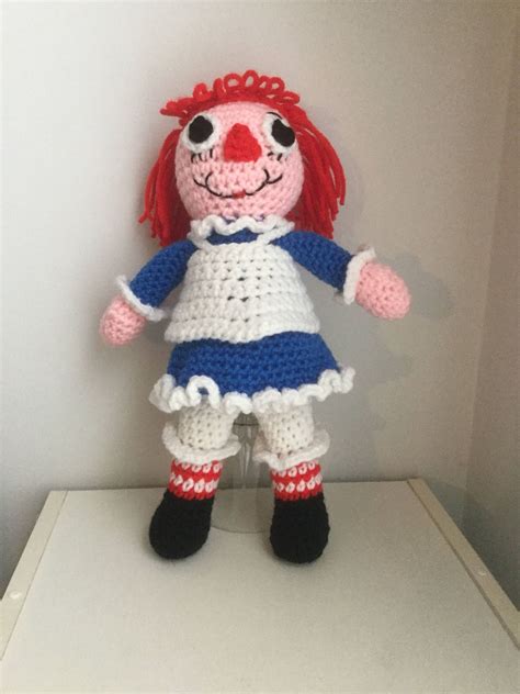 Amigurumi Girl Rag Doll With Red Hair And Blue Dress Crochet Etsy