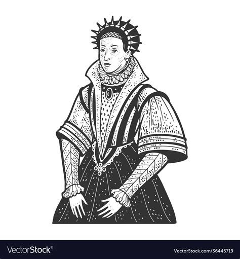 Medieval Queen Sketch Royalty Free Vector Image