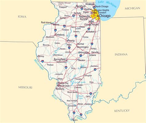 Laminated Map Large Map Of Illinois State With Roads Highways