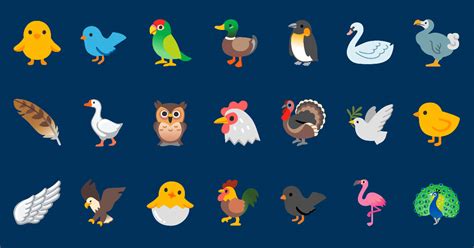 🦃 Aves Emojis 🪽 🦜 🐦 🦉 🐥 🪿 🐔