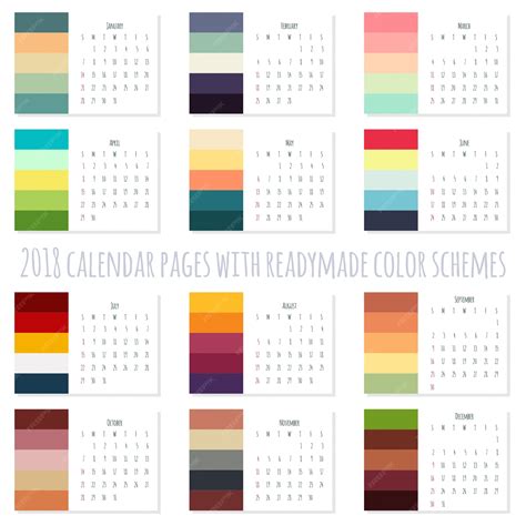 Premium Vector Calendar 2018 Pages With Readymade Color Schemes