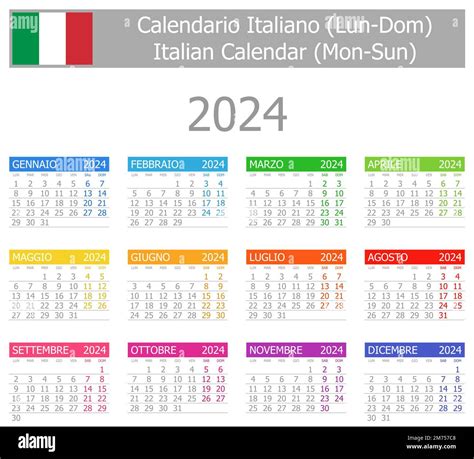 2024 Italiano Tipo 1 Calendario Lun Dom Su Sfondo Bianco Immagine E
