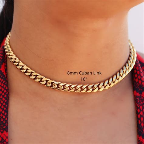 Choker Necklace In Gold For Women Cuban Link Choker Necklace Etsy